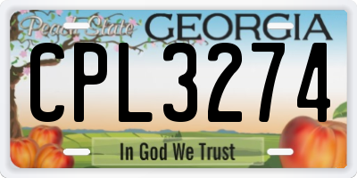 GA license plate CPL3274