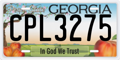 GA license plate CPL3275