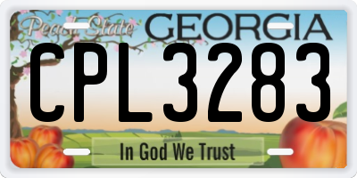 GA license plate CPL3283