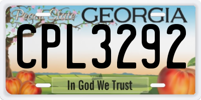GA license plate CPL3292