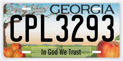 GA license plate CPL3293