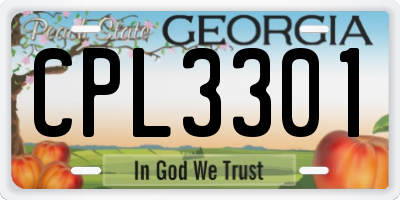 GA license plate CPL3301