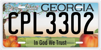 GA license plate CPL3302