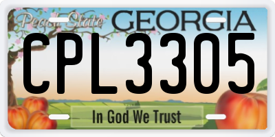 GA license plate CPL3305