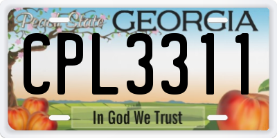 GA license plate CPL3311