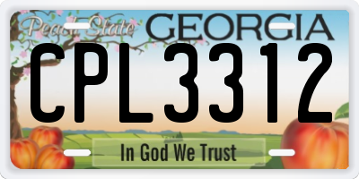 GA license plate CPL3312