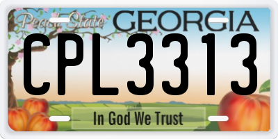 GA license plate CPL3313
