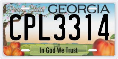 GA license plate CPL3314