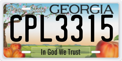 GA license plate CPL3315