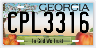 GA license plate CPL3316
