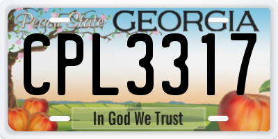 GA license plate CPL3317