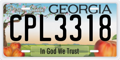 GA license plate CPL3318