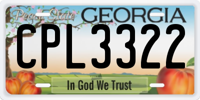GA license plate CPL3322