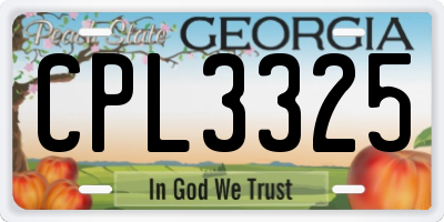 GA license plate CPL3325