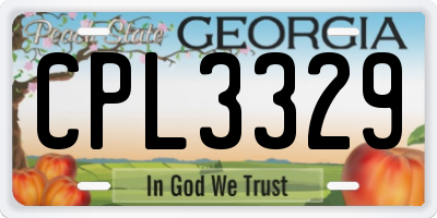 GA license plate CPL3329