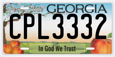 GA license plate CPL3332