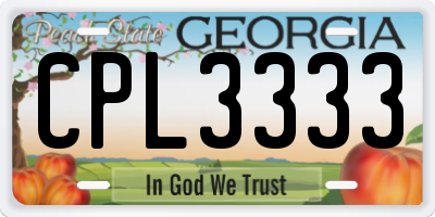 GA license plate CPL3333