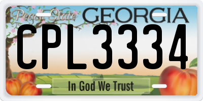 GA license plate CPL3334
