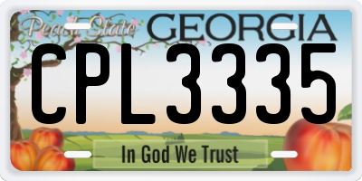GA license plate CPL3335