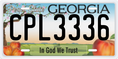 GA license plate CPL3336