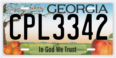 GA license plate CPL3342