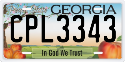 GA license plate CPL3343
