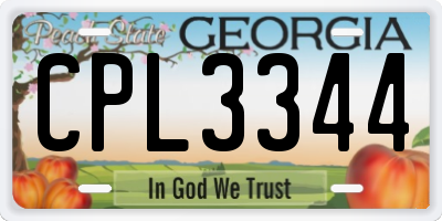 GA license plate CPL3344