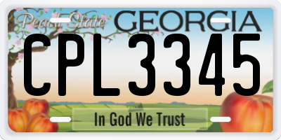 GA license plate CPL3345