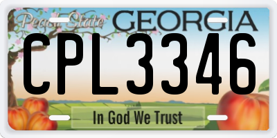 GA license plate CPL3346