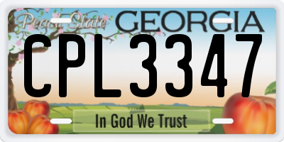 GA license plate CPL3347