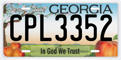 GA license plate CPL3352