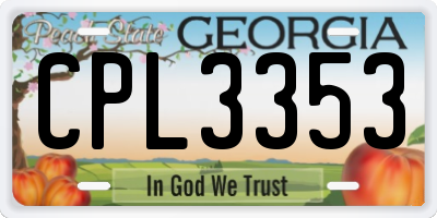 GA license plate CPL3353