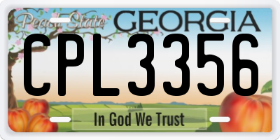 GA license plate CPL3356