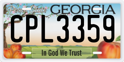 GA license plate CPL3359