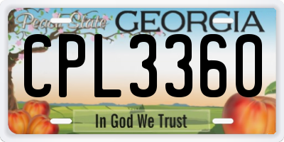 GA license plate CPL3360