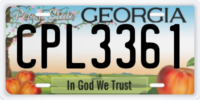 GA license plate CPL3361