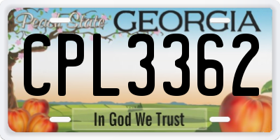 GA license plate CPL3362