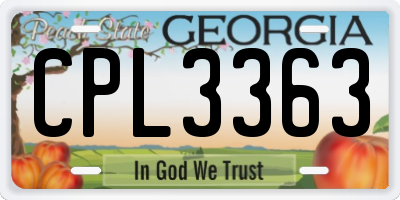 GA license plate CPL3363