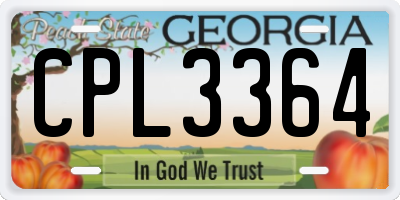 GA license plate CPL3364