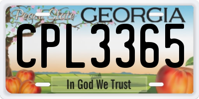 GA license plate CPL3365