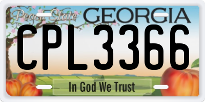 GA license plate CPL3366