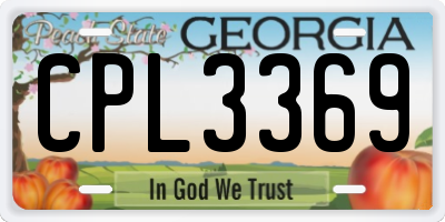 GA license plate CPL3369