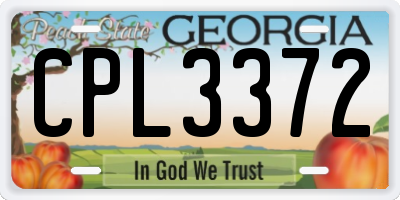 GA license plate CPL3372
