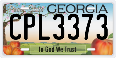 GA license plate CPL3373