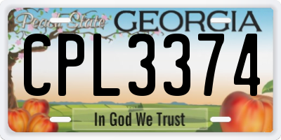 GA license plate CPL3374