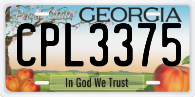 GA license plate CPL3375