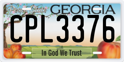GA license plate CPL3376