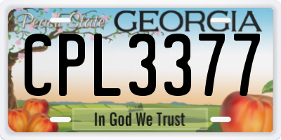 GA license plate CPL3377