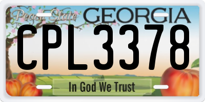 GA license plate CPL3378