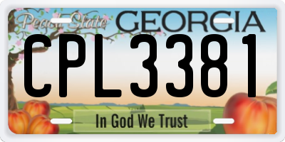 GA license plate CPL3381
